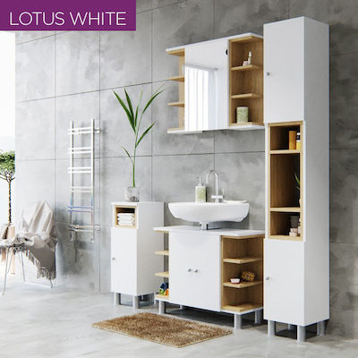 Alphab2b Lotus Badezimmerschrank B30xT30xH81.8cm Melamin Sonoma
