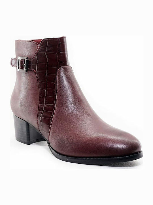 Fardoulis 817 Leder Damen Knöchelstiefel Burgundisch