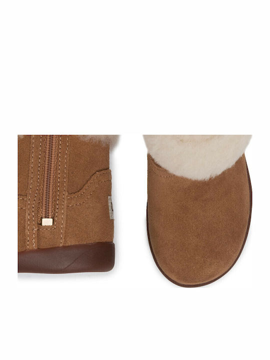 Jorie II Suede Kids Boots with Zipper Tabac Brown