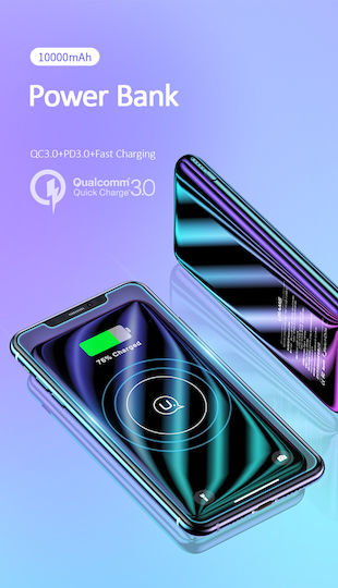 Usams US-CD88 Power Bank 10000mAh με 3 Θύρες USB-A Quick Charge 3.0 Μαύρο