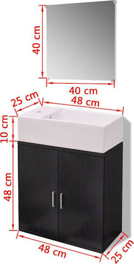 vidaXL Πάγκος με Νιπτήρα & Καθρέπτη Μ48xΒ25xΥ48cm Wenge