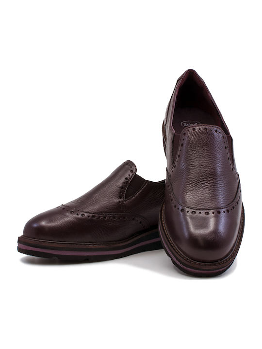 Salandra Wine Ανατομικά Γυναικεία Slip-On Δερμάτινα Μπορντό
