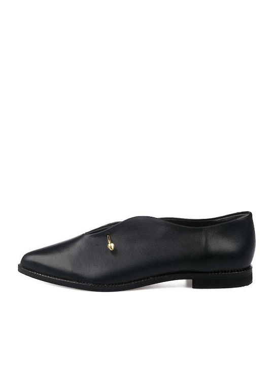 Leather Women's Moccasins in Black Color
