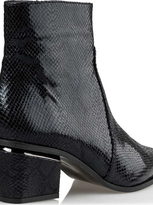 Leder Stiefeletten Damen Schwarz