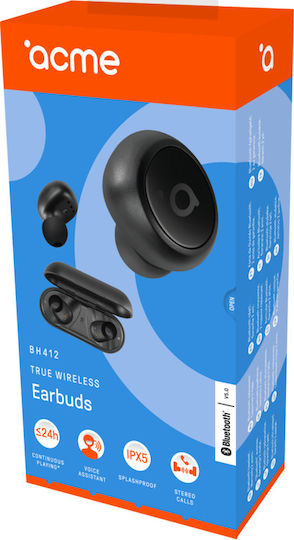 Acme Europe BH412 In ear Bluetooth хендсфри Слушалки с Устойчивост на Пот и Кутийка за Зареждане Черен