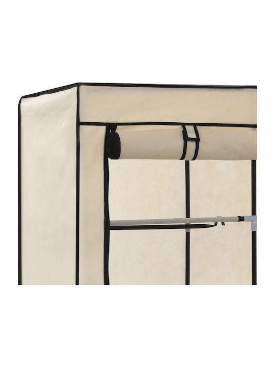 vidaXL Fabric Wardrobe with Zipper and Shelves in Beige Color 150x45x175cm