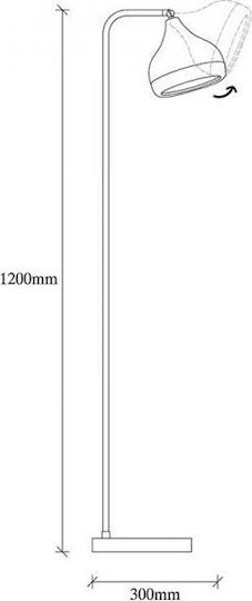 Pakketo PWL-0068 Floor Lamp H120xW17cm. with Socket for Bulb E27 Black