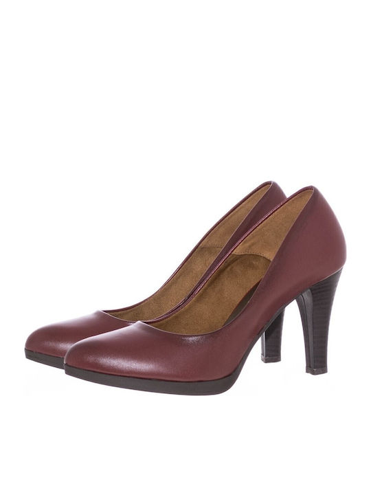 Anatomic Leather Pointed Toe Burgundy High Heels