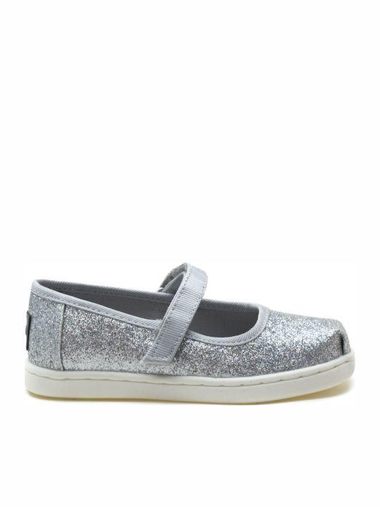 Παιδικές Μπαλαρίνες mit Bügel- und Schleifenverschluss Stoff Silber Mary Jane Iridescent