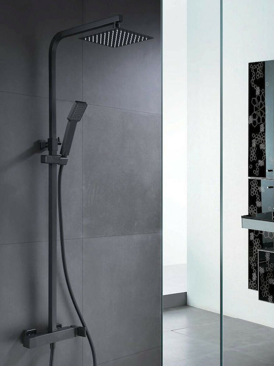 Imex Fiyi Adjustable Shower Column with Mixer 95-140cm Black