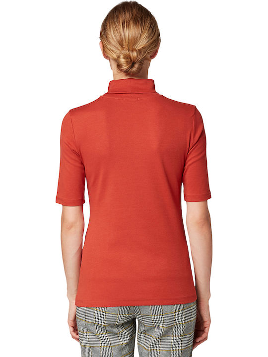 Tom Tailor Winter Women's Blouse Turtleneck Short Sleeve Red 1015255-19194