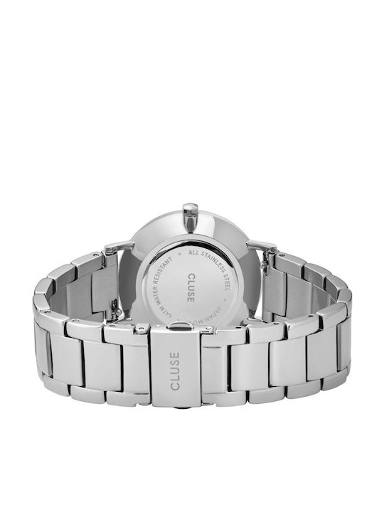 Cluse Minuit 3-Link Women's Watch with Silver Metal Bracelet