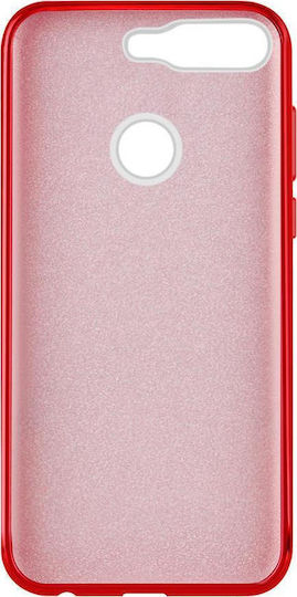 Wozinsky Glitter Umschlag Rückseite Silikon Rot (Huawei Y7 2018/Y7 Prime 2018)