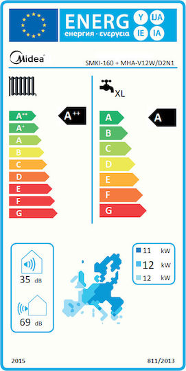 Midea Αντλία Θερμότητας 12.10kW Μονοφασική 60°C Split