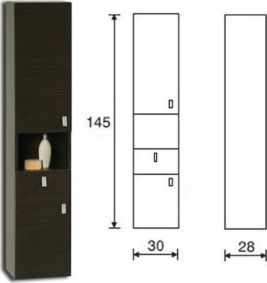Pro Bagno 636Κ Badezimmersäule Wandhängeschrank H30xB28xH145cm Pro Bagno 636Κ Badezimmersäule Wandhängeschrank H30xB28xH145cm