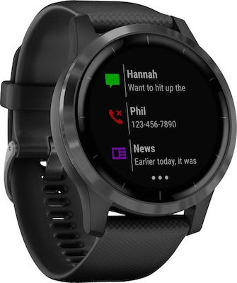 Garmin Vivoactive 4 Stainless Steel 45mm Αδιάβροχο Smartwatch με Παλμογράφο (Black/Slate)