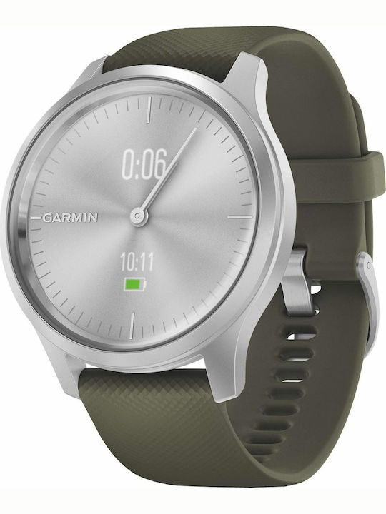 Garmin Vivomove Style Stainless Steel 42mm Waterproof Smartwatch with Heart Rate Monitor (Moss Green)