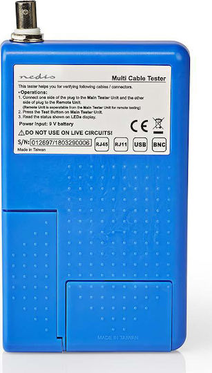Nedis NWCTM100BU Kabeltester Netzwerk BNC / RJ11 / RJ45 / USB