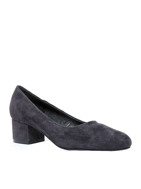 Jeffrey Campbell Bitsie 2 Suede Γόβες με Χοντρό Χαμηλό Τακούνι Γκρι