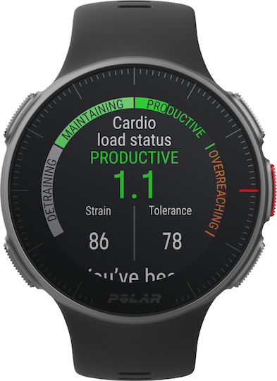 Polar Vantage V HR Stainless Steel 46mm Αδιάβροχο Smartwatch με Παλμογράφο (Μαύρο)