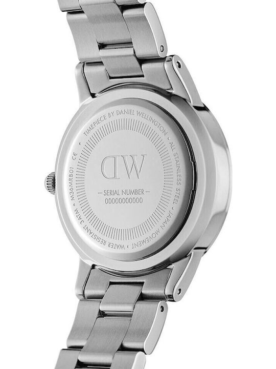 Daniel Wellington Iconic Link Γυναικείο Ρολόι 32mm Μπαταρίας με Ασημί Μεταλλικό Μπρασελέ