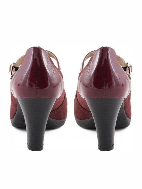 Ragazza Pumps mit Riemchen & Chunky mittelhoher Absatz Burgundisch