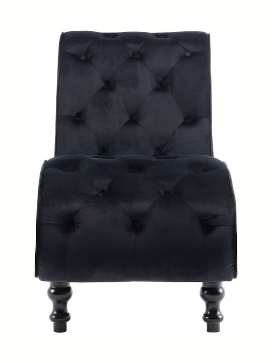 Vintage Ανάκλιντρο Chesterfield Βελούδινο Μαύρο Μ145xΠ52xΥ77εκ.