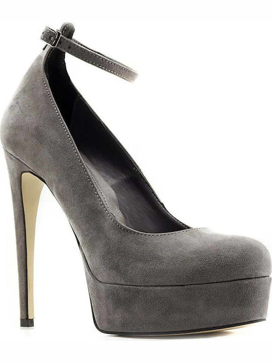 Sante Gray Heels with Strap