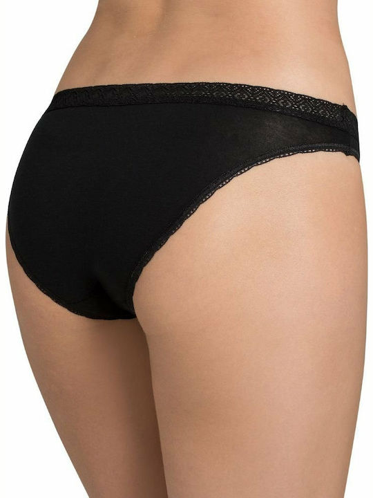 Sloggi Evernew Mini Baumwolle Damen Slip mit Spitze Schwarz