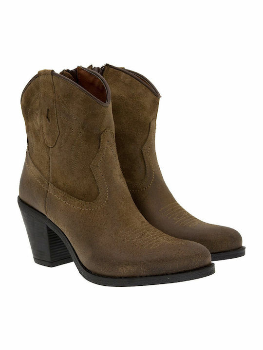 Commanchero Original Suede Γυναικεία Μποτάκια Cowgirl σε Καφέ Χρώμα