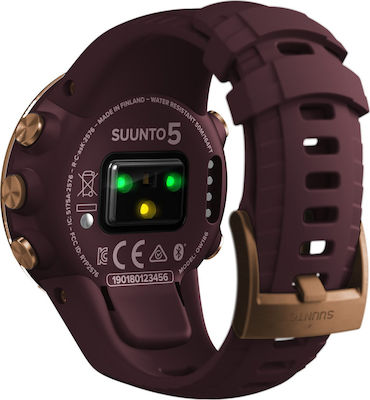 Suunto 5 Stainless Steel 46mm Waterproof Smartwatch with Heart Rate Monitor (Burgundy Copper)