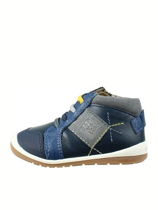 Leather Kids Boots with Laces Navy Blue
