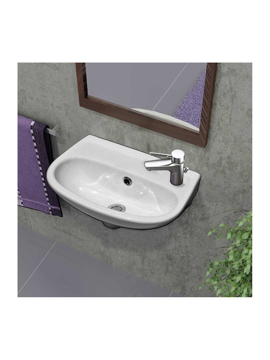 Serel 1301 Montat pe perete Suspendat Chiuvetă Porțelan 40x25x14.5cm Alb