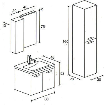 Pro Bagno Ακαρίων Πάγκος με Νιπτήρα, Καθρέπτη & Στήλη with Light L60xD52xH46cm Beige Pro Bagno Ακαρίων Πάγκος με Νιπτήρα, Καθρέπτη & Στήλη with Light L60xD52xH46cm Beige