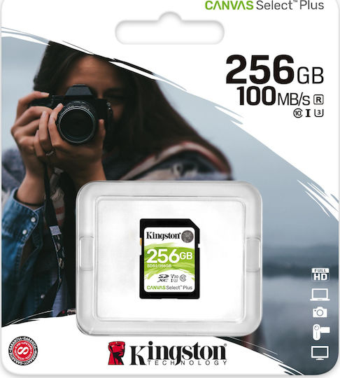 Kingston Canvas Select Plus SDXC 256GB Class 10 U3 V30 UHS-I