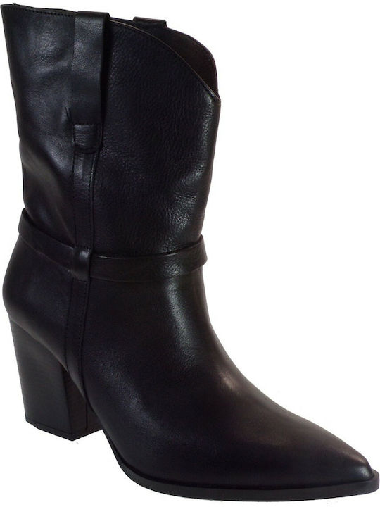 Moods Shoes 7521 Leather Women's Ankle Boots Black