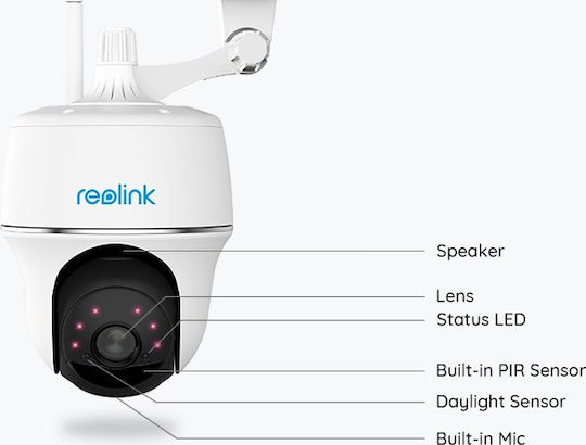 Reolink Argus PT IP Κάμερα Παρακολούθησης Wi-Fi Full HD+ 4MP Αδιάβροχη με Αμφίδρομη Επικοινωνία και Φακό 2.8mm