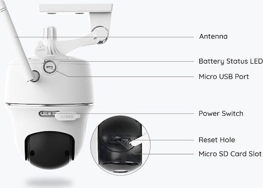 Reolink Argus PT IP Κάμερα Παρακολούθησης Wi-Fi Full HD+ 4MP Αδιάβροχη με Αμφίδρομη Επικοινωνία και Φακό 2.8mm