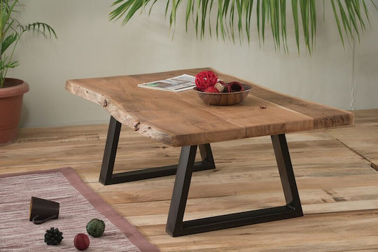 Rectangular Central Coffee Table Rama Made of Solid Wood Natural W115xD65xH40cm