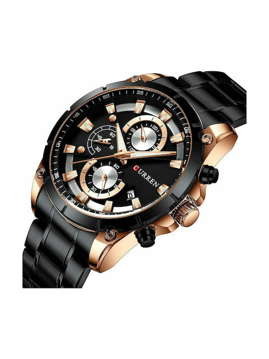 Curren Watch Chronograph Battery with Metal Bracelet Black