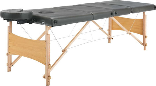 vidaXL Wooden Portable/Folding Gray Massage and Physiotherapy Bed 191x70cm 4 Positions