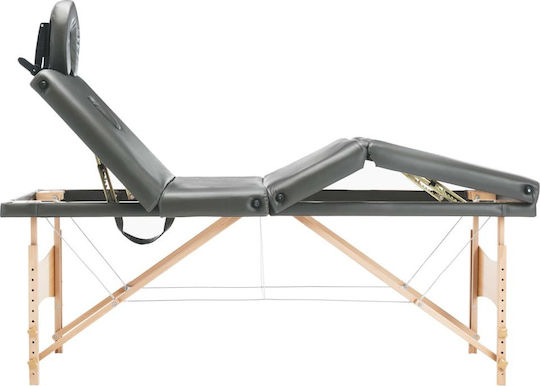 vidaXL Wooden Portable/Folding Gray Massage and Physiotherapy Bed 191x70cm 4 Positions