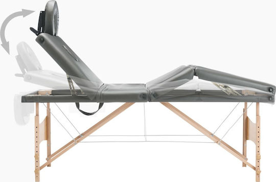 vidaXL Wooden Portable/Folding Gray Massage and Physiotherapy Bed 191x70cm 4 Positions