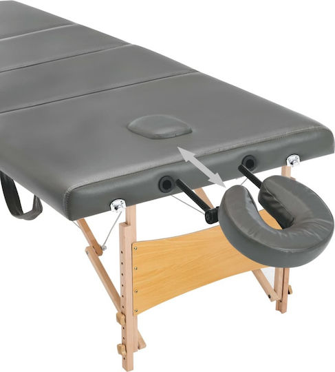 vidaXL Wooden Portable/Folding Gray Massage and Physiotherapy Bed 191x70cm 4 Positions