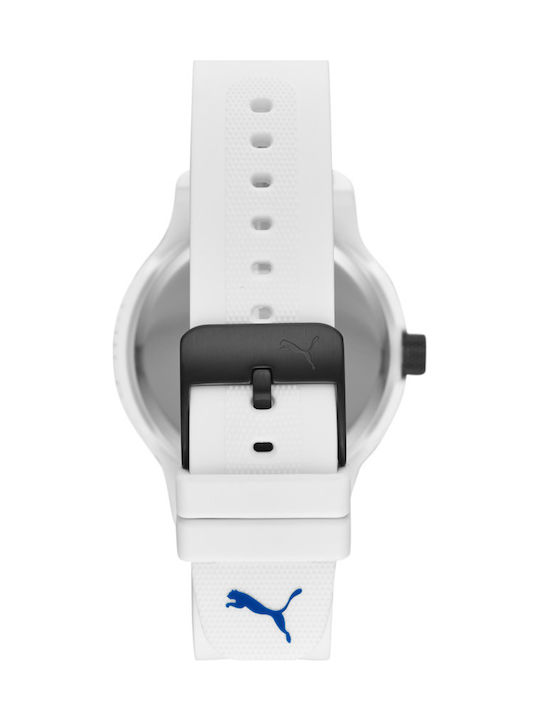 PUMA Reset Ceas Baterie cu Alb Brățară din cauciuc