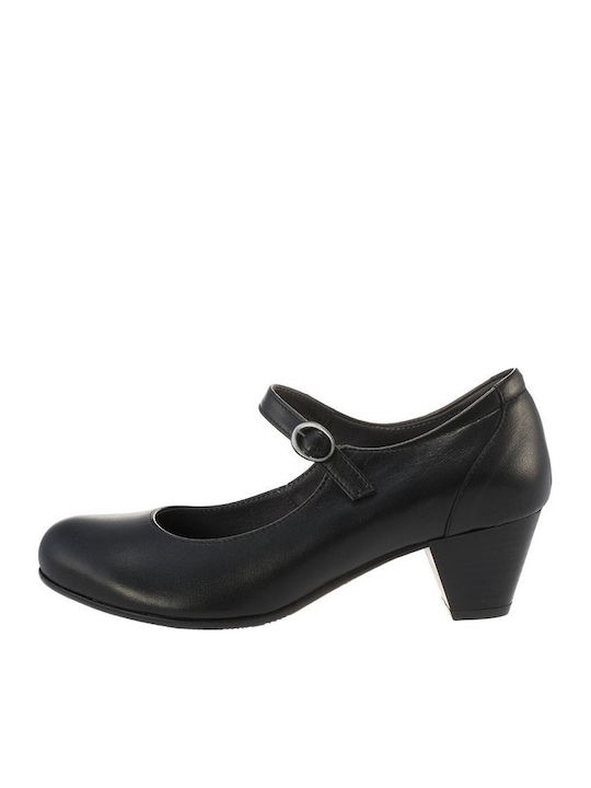 Anatomic Black Medium Heels with Strap