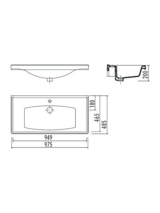 Creavit Superior Încorporat Chiuvetă Porțelan 100x49x20cm Alb
