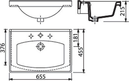 Creavit Superior Încorporat Chiuvetă Porțelan 65.5x45.5x21.5cm Alb