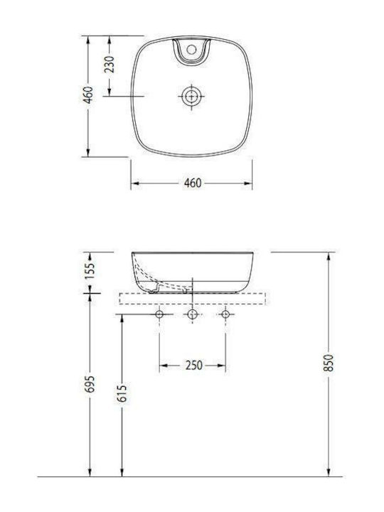 Serel 3016 Надеждна мивка Порцелан 46x46x15.5см Бял