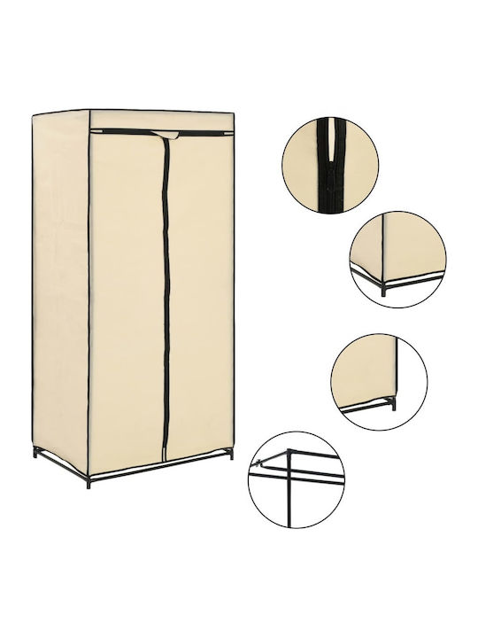 vidaXL Fabric Wardrobe with Zipper in Beige Color 75x50x160cm